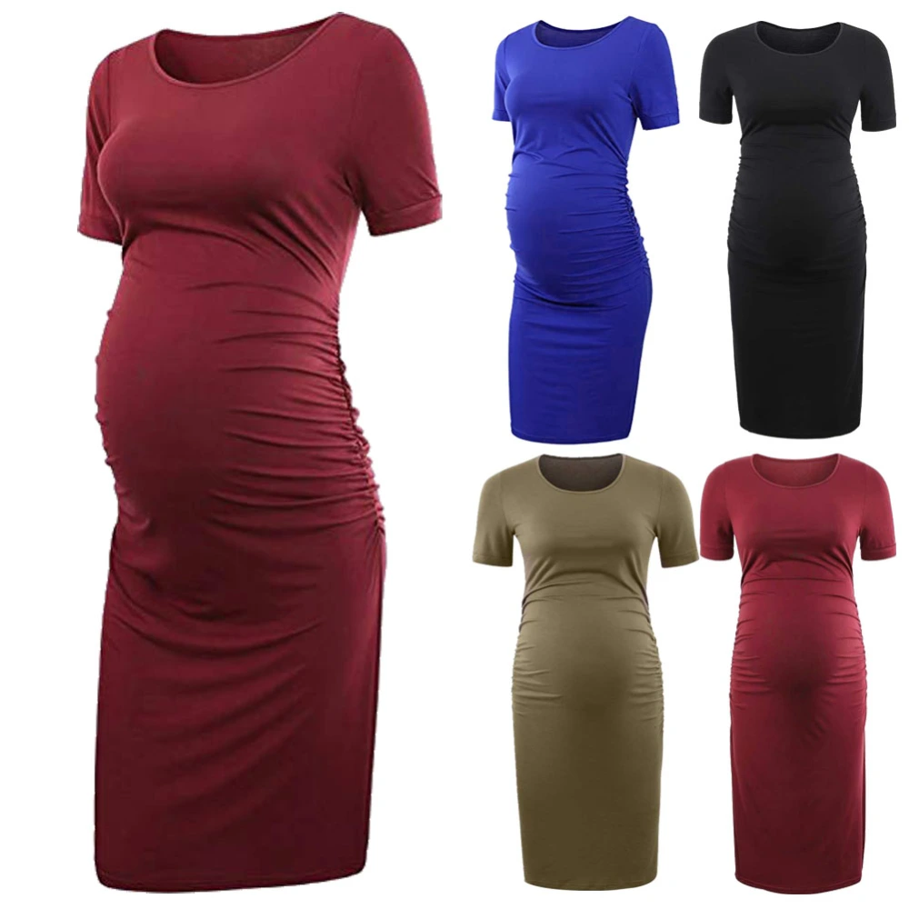 Pregnant Women Dress Pure Breathable Pleated Simple Maternity Skirt