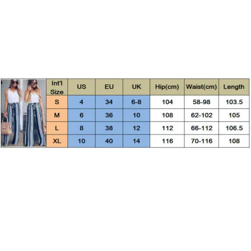 Women's Striped Wide Leg Trousers High Waist Fashion Long Pants