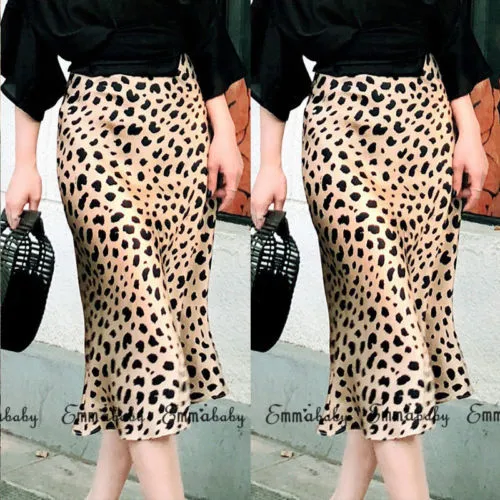 Ladies Dress High Waist Cozy Soft Leopard Pattern Printing Stylish Light Skirt