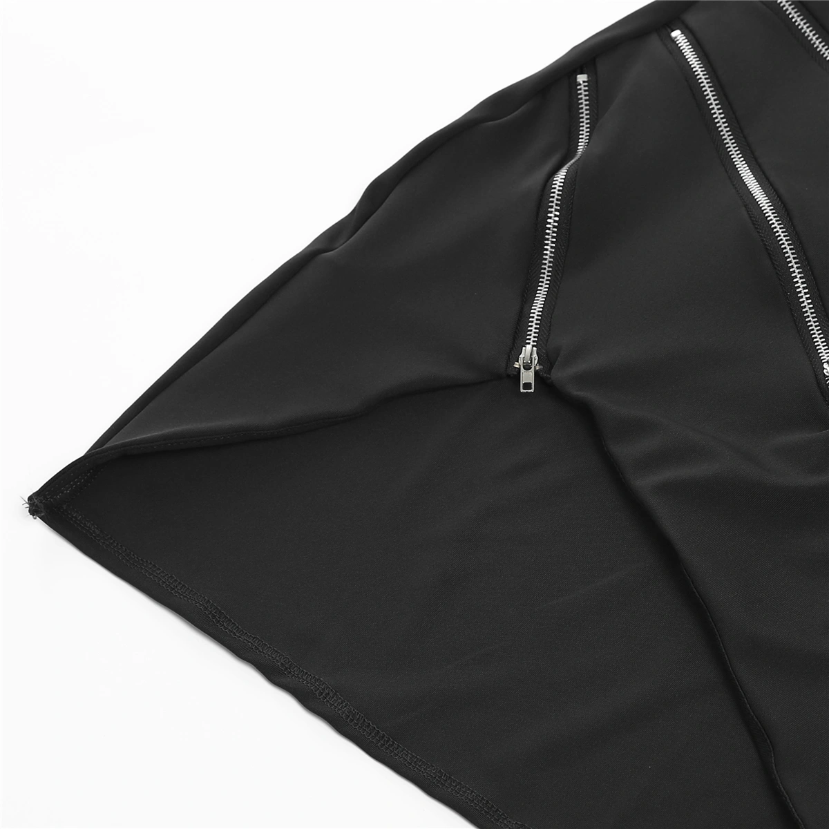 Women's Asymmetric Hem Zipper Dress, Plain Slim-Fit Evening Dress
