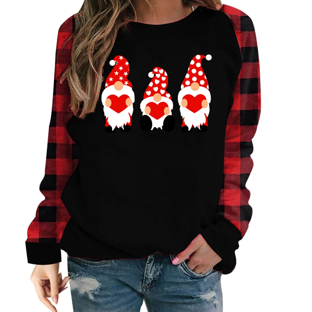 Women's Christmas Long Sleeve Round Neck Santa Claus Print Tops