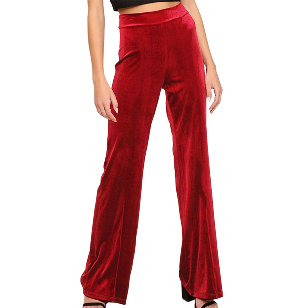 Women Velvet Wide Leg Yoga Pants, Solid Color Lounge Palazzo Leggings