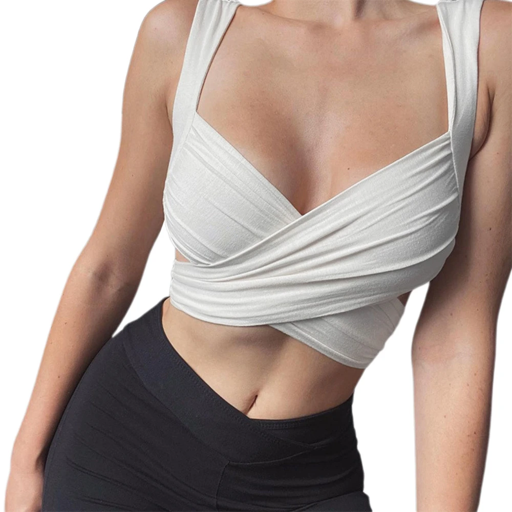 Ladies Slim Midriff-baring Camisole, Tie Up U-neck Backless Tops