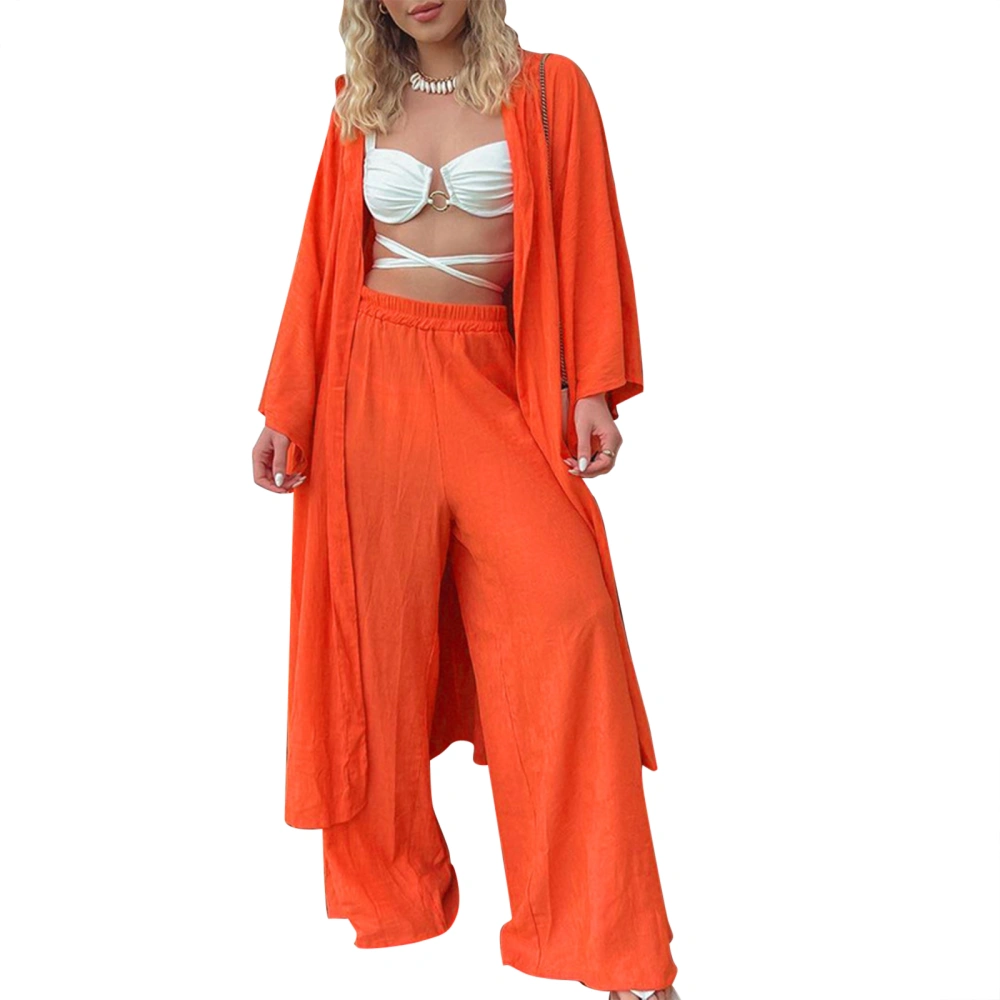 Women Spring Outfits Long Sleeve Cardigan and Loose Wide Leg Pants