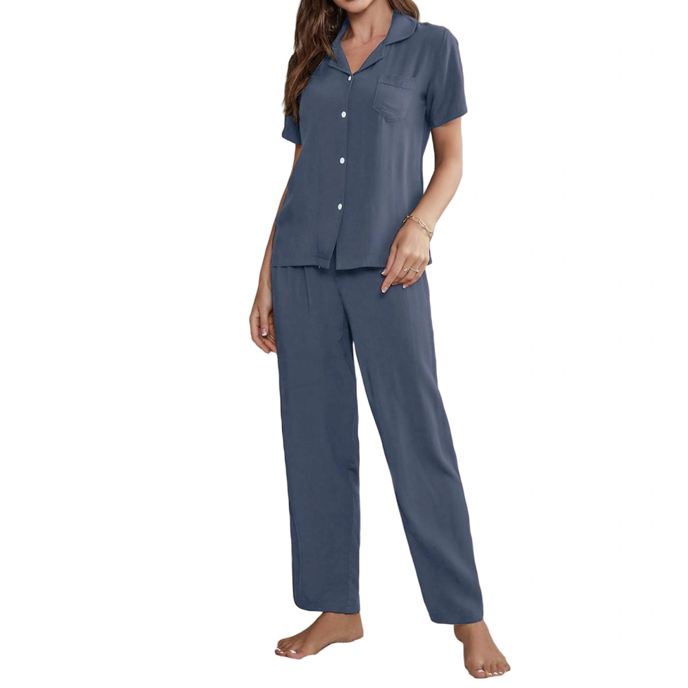 Women’s 3 Piece Pajamas Set Button Up Shirt + Pants + Bralette Set