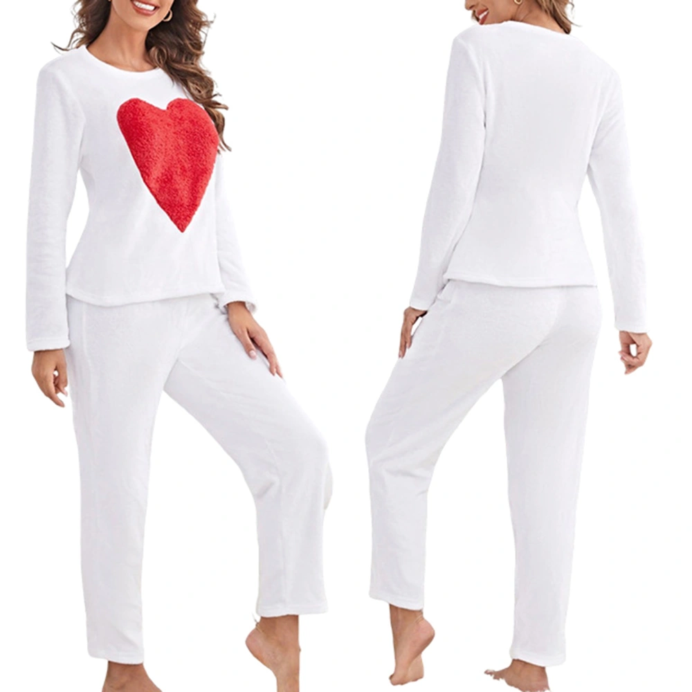 Women 2 Piece Loungewear Heart Print Long Sleeve Tops and Pants 