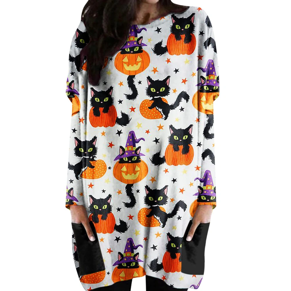 Women's Halloween Nightgown Sleepwear Long Sleeve Pocket Sleep Dress