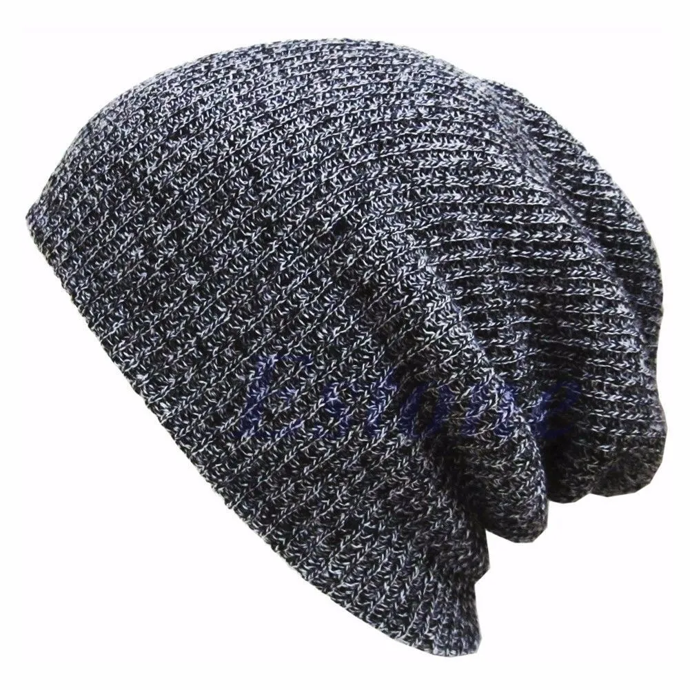 Men Women Beanies Hat Solid Knit Woolly Winter Ski Slouch Cap