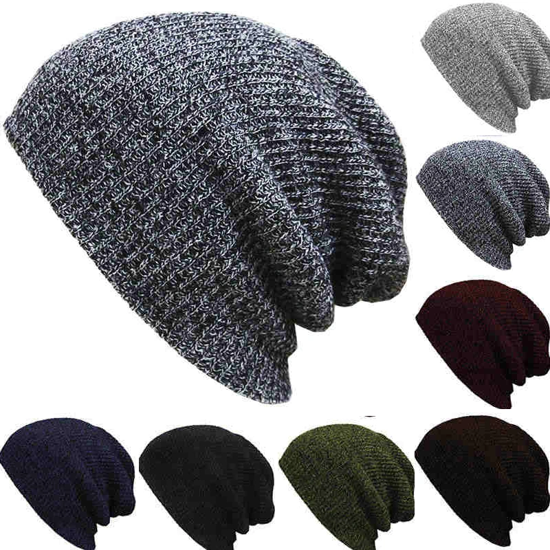 Men Women Beanies Hat Solid Knit Woolly Winter Ski Slouch Cap