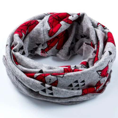 Children's Bib Hat Soft Stretch Cartoon Print Warm Hat Scarf Set