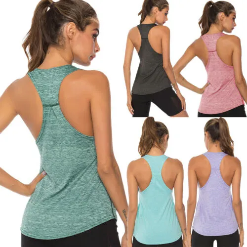 Women' s Casual Gym Racer Back Running Vest Fitness Jogging Tank Top