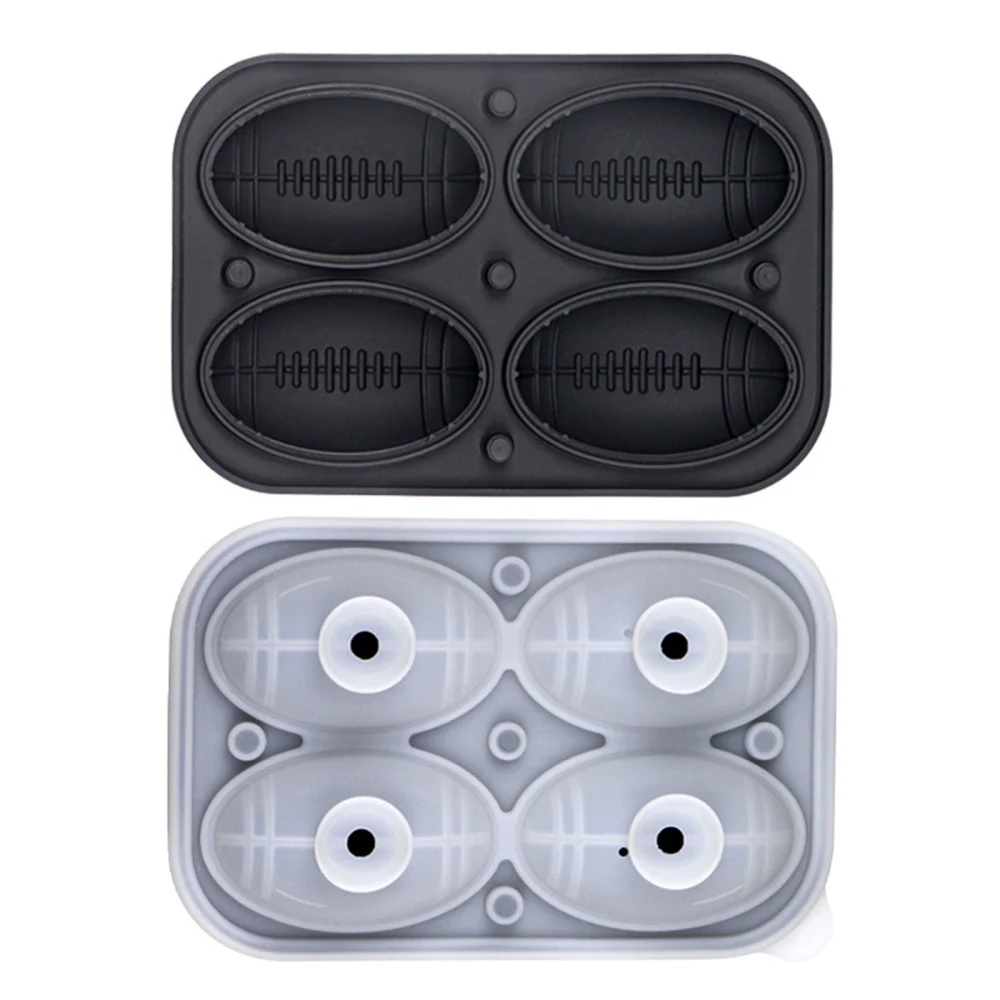 Ice Cube Tray with Lid Silicone Rugby Ice Ball Maker Mold for Whiskey 