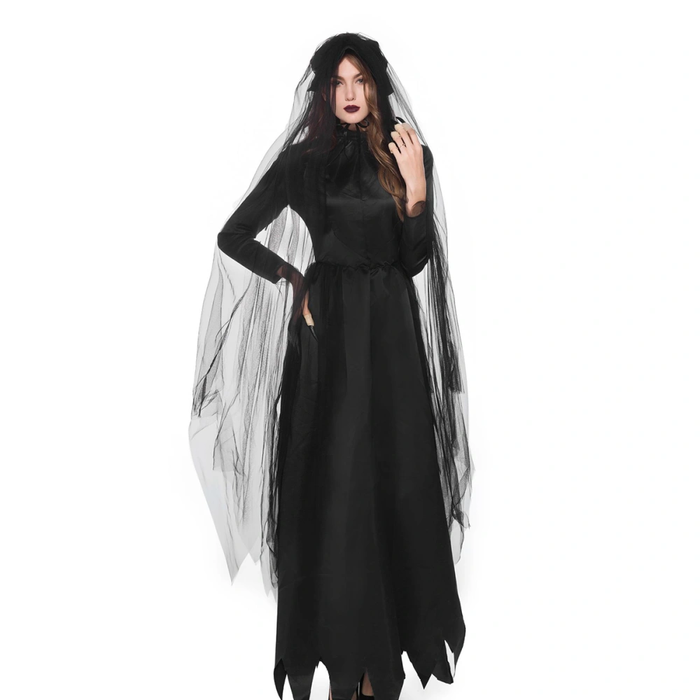 Women’s Long Sleeve Dress, Halloween Solid Dresses with Hat Headdress