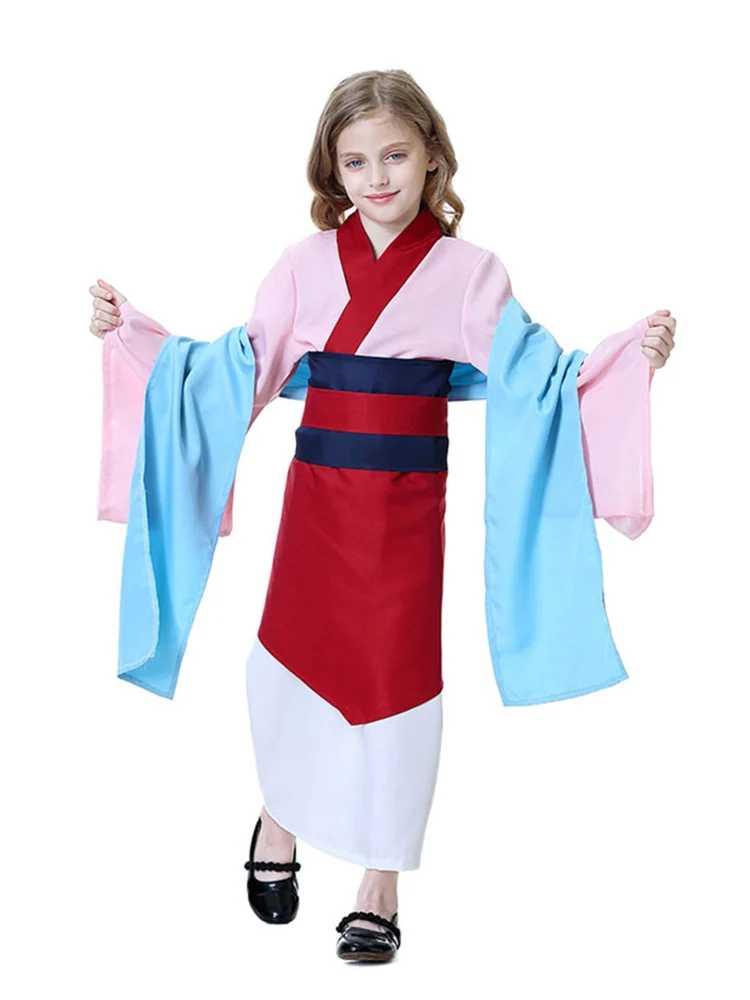 Princesse Mulan Cosplay Stage Costumes Outfits for Kid Girls