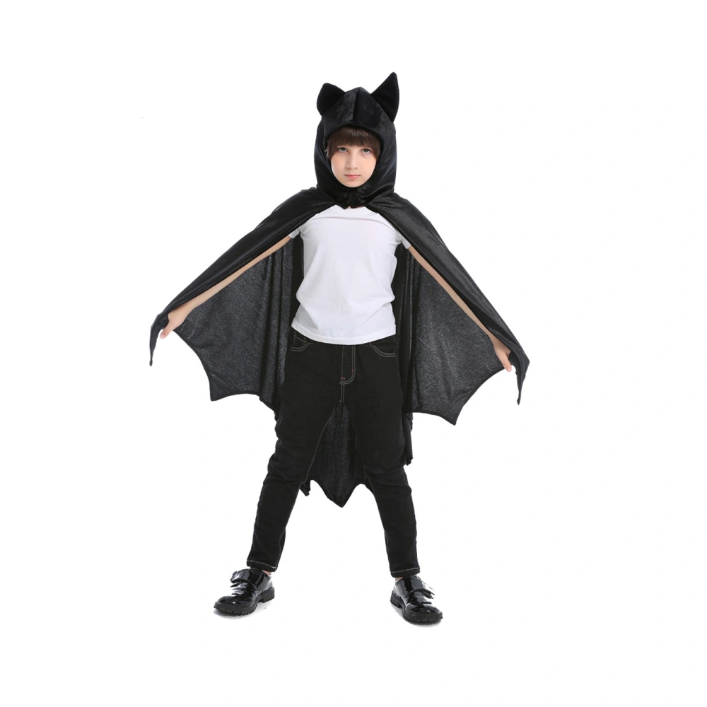 Halloween Children Hooded Cloak, Bat Pattern Cape Costume Props