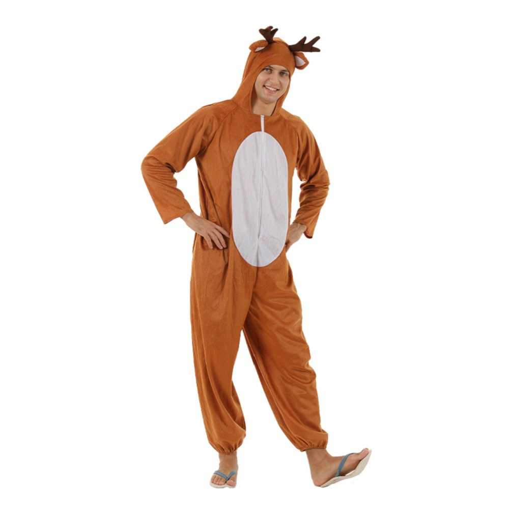 Parent-Child One-Piece Suit Elk Shape Zipper Adult Kid Hooded Jumpsuit