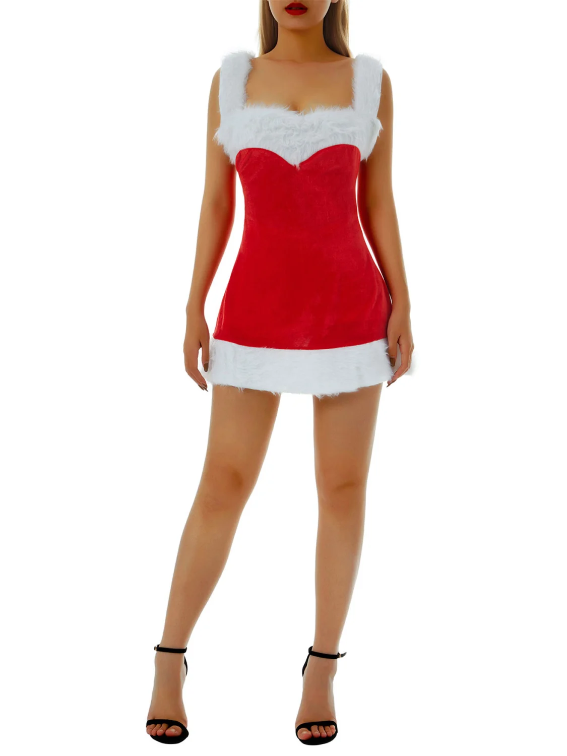 Women Christmas Hooded Cosplay Costume Dress Santa Claus Costume