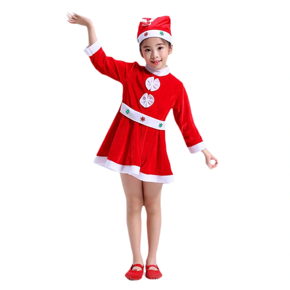 Children Christmas Costumes Santa Suits Dress/Tops Trousers Hat Belt 