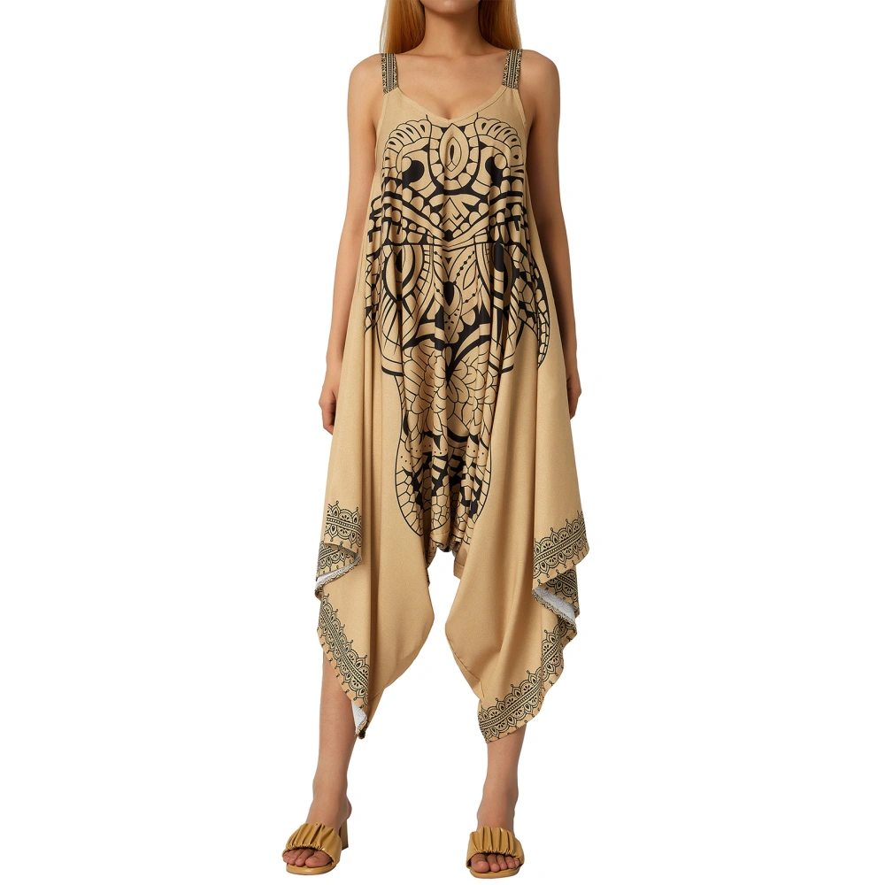 Women's Sleeveless V Neck Owl Print Jumpsuits Cosplay Outfits