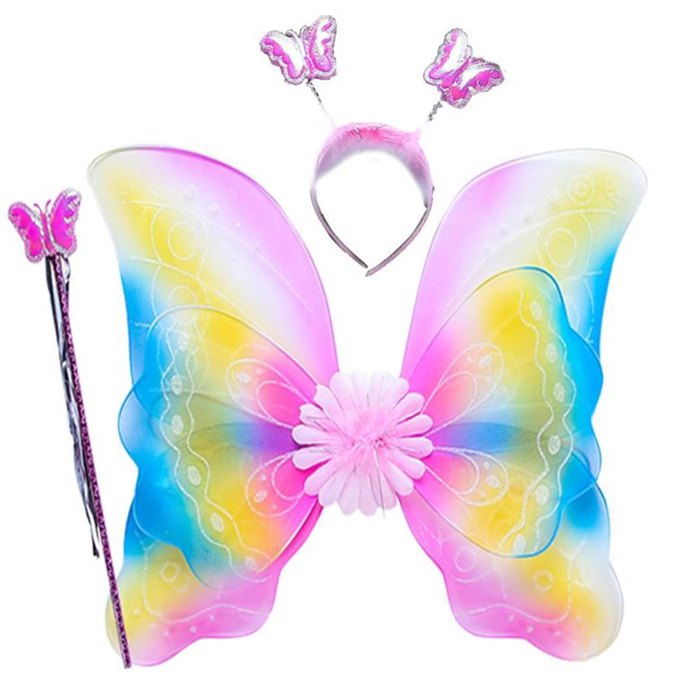 Kid Butterfly Wings Set, Wings + Hair Hoop + Wand + Skirts Set