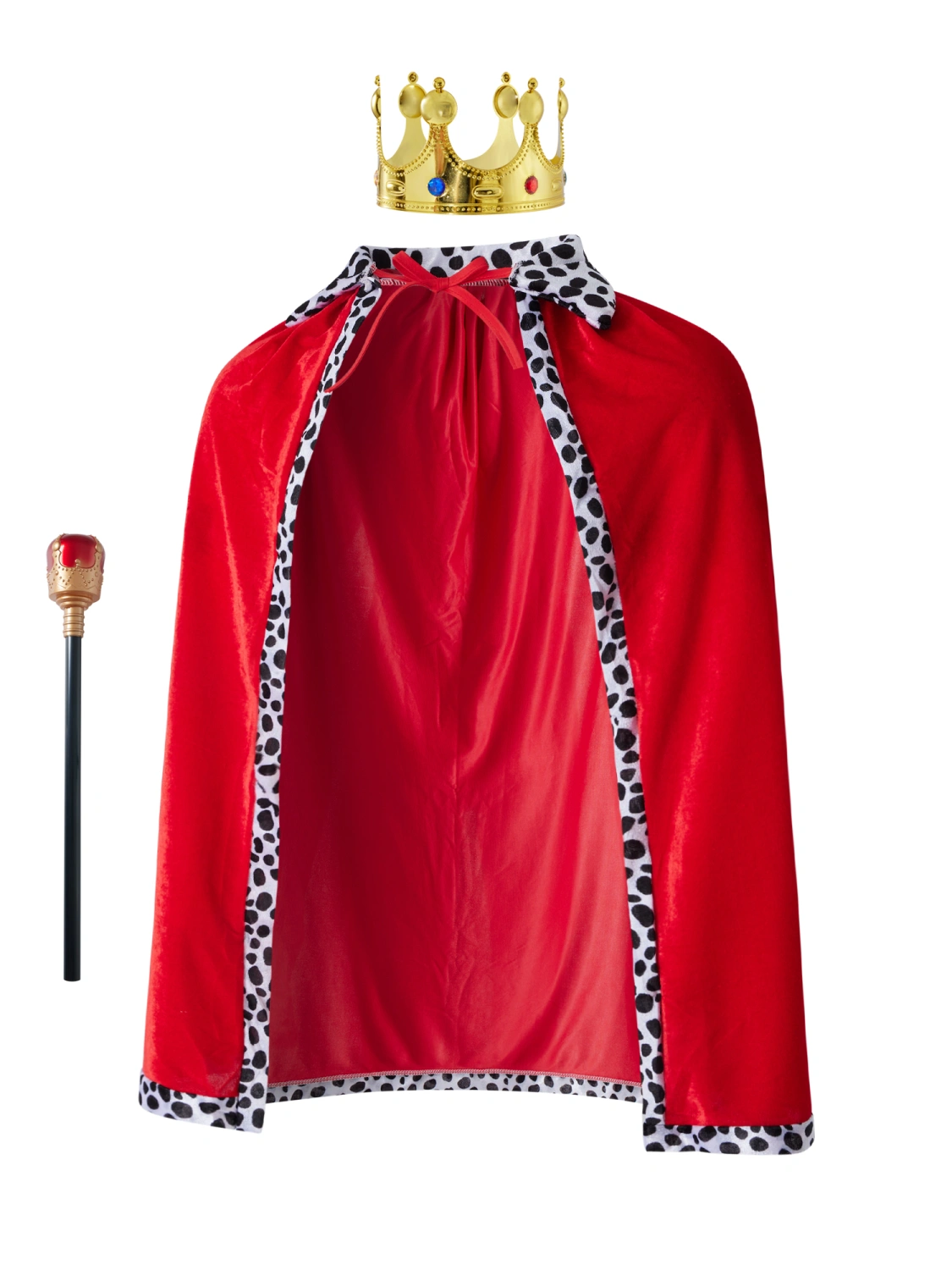 King Cloak Costume with Leopard Print Patchwork, Adjustable Clothing