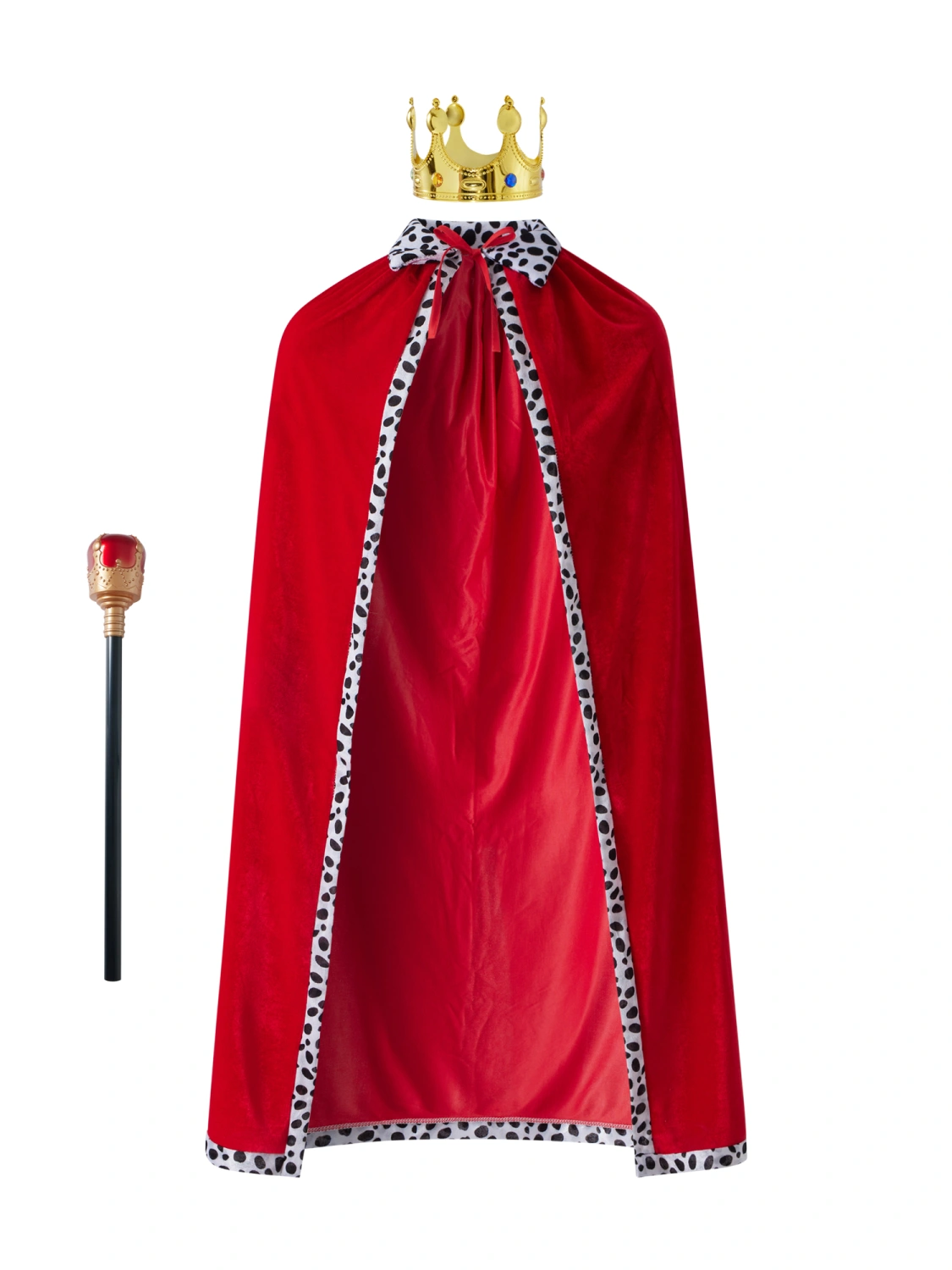 King Cloak Costume with Leopard Print Patchwork, Adjustable Clothing