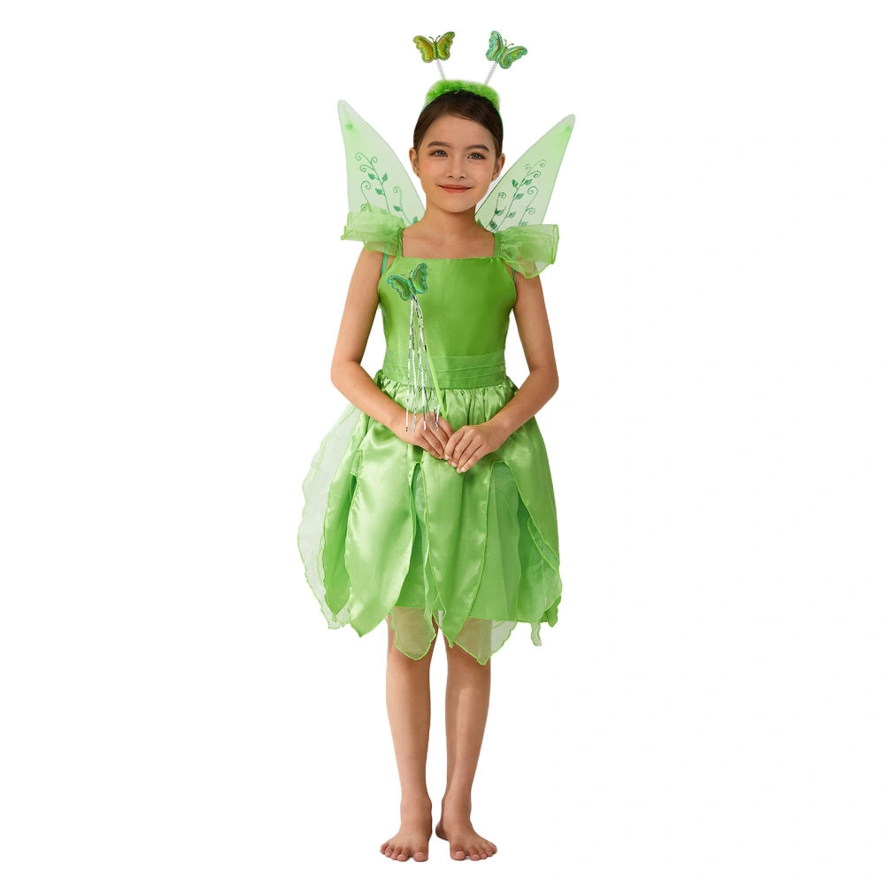 Girl's Party Costume Set, Dress + Wings + Hair Hoop + Fairy Stick