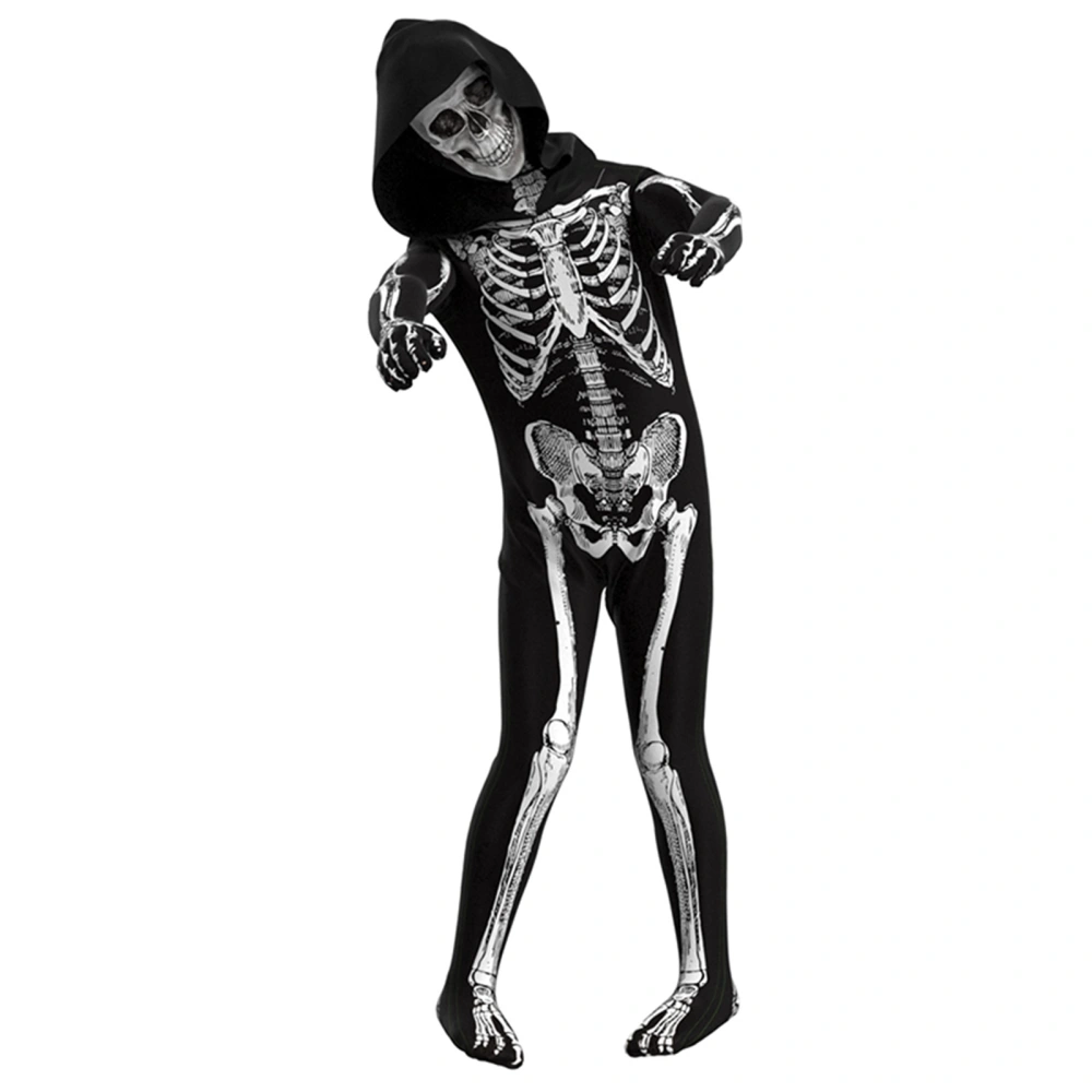 Children Adult Halloween Jumpsuit Skull Print Wrapped Tight Romper  