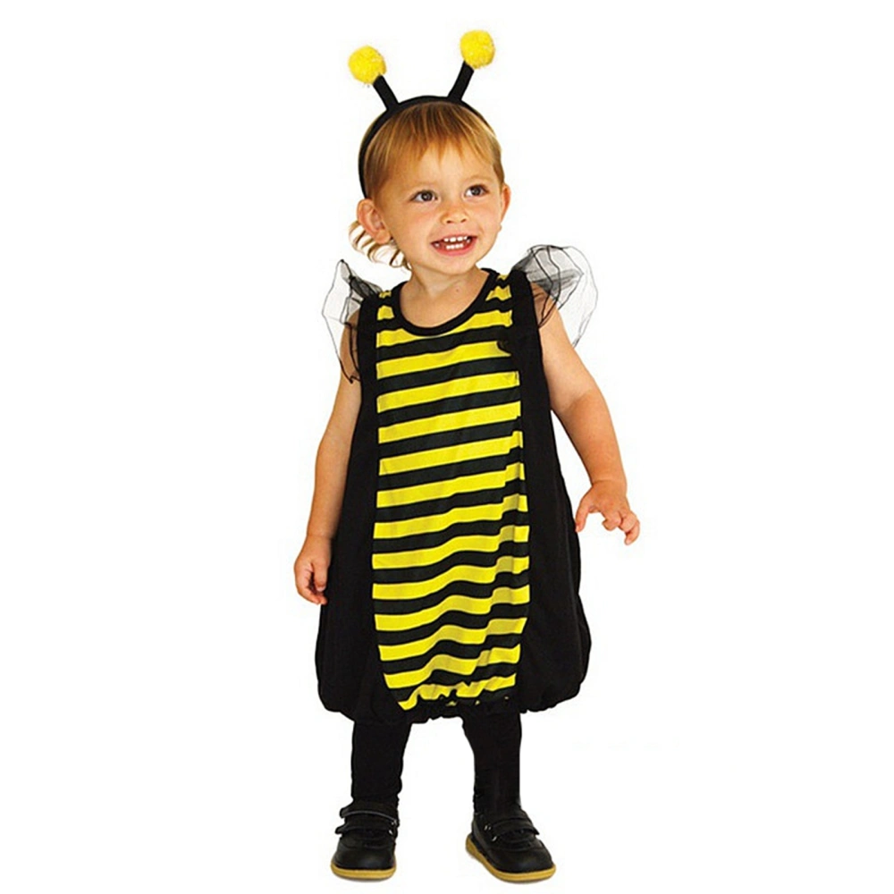 Kid's Cute Bee Jumpsuit Headbands Costume Set Halloween Party Dress