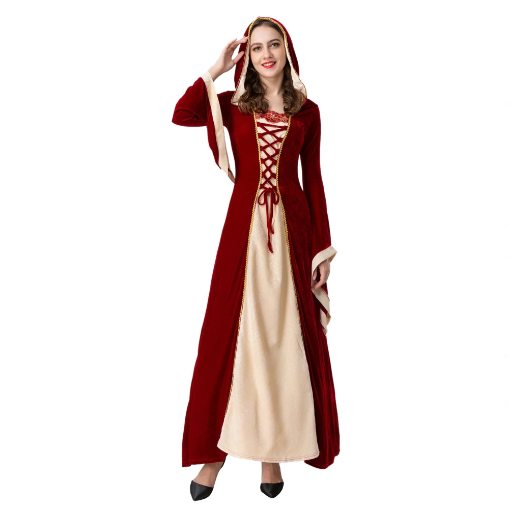 Halloween Cosplay Medieval Vampire Long Sleeve Hooded Long Robes