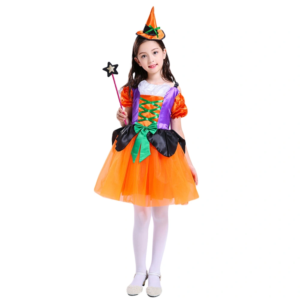 Girl Dress Costume Set, High Waist Tutu Gown with Hat Bags Wand