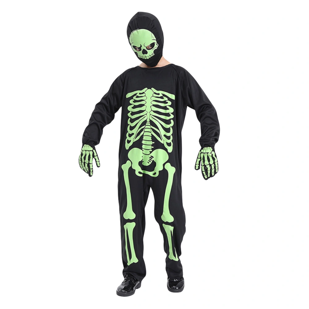 Kids Halloween Costume Glows in Dark Jumpsuit and Facewear Gloves