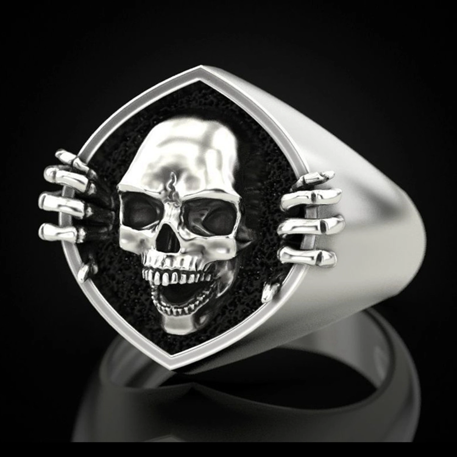 Vintage Skull Finger Ring Male Adult Metal Alloy Punk Stage Jewelry