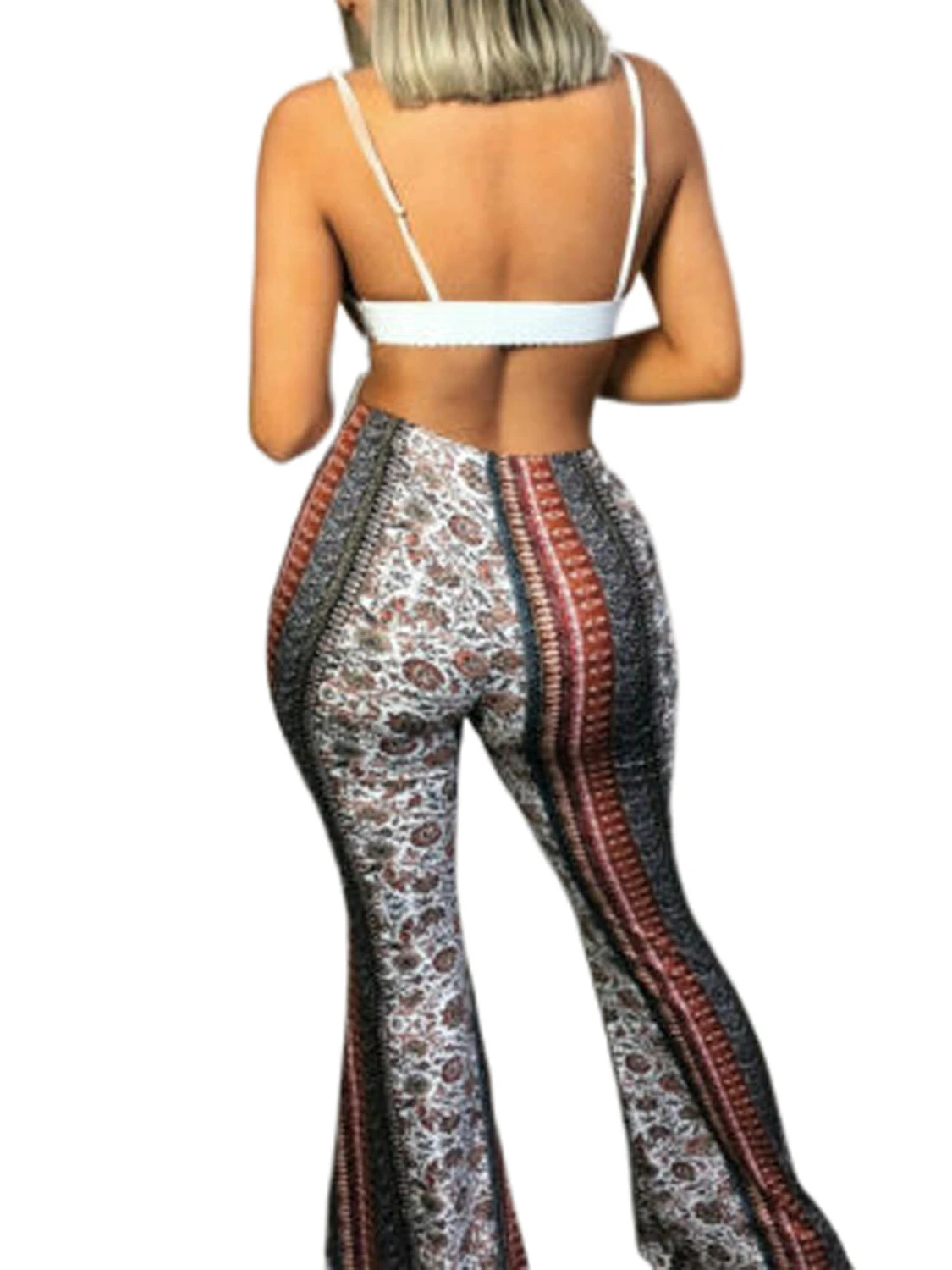 Women Bell-Bottom Pants Long Fashionable Patterns High Waist Slim-Fit Pants