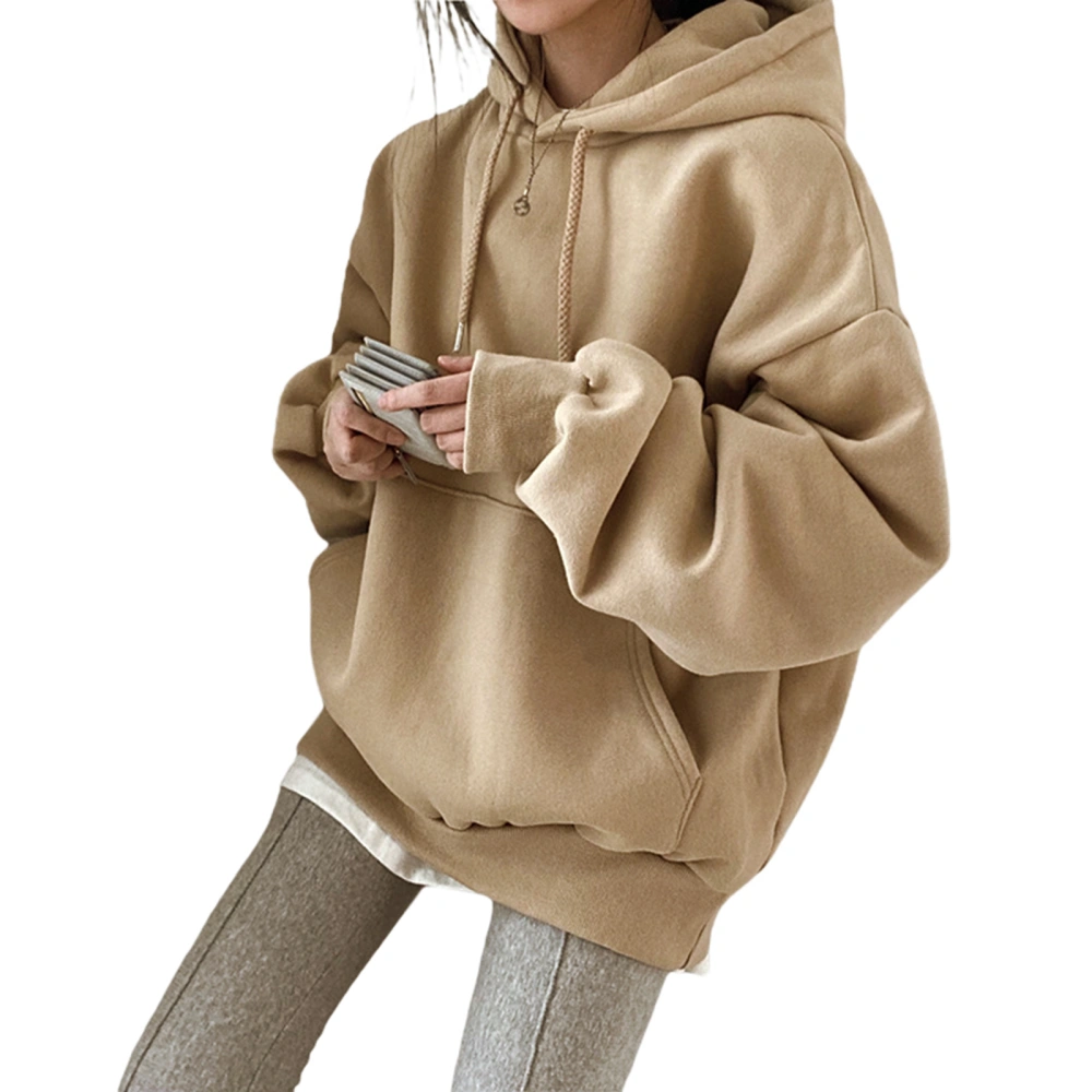 Fashionable Women Solid Color Sweatshirt, Long Sleeve Hooded Collar 