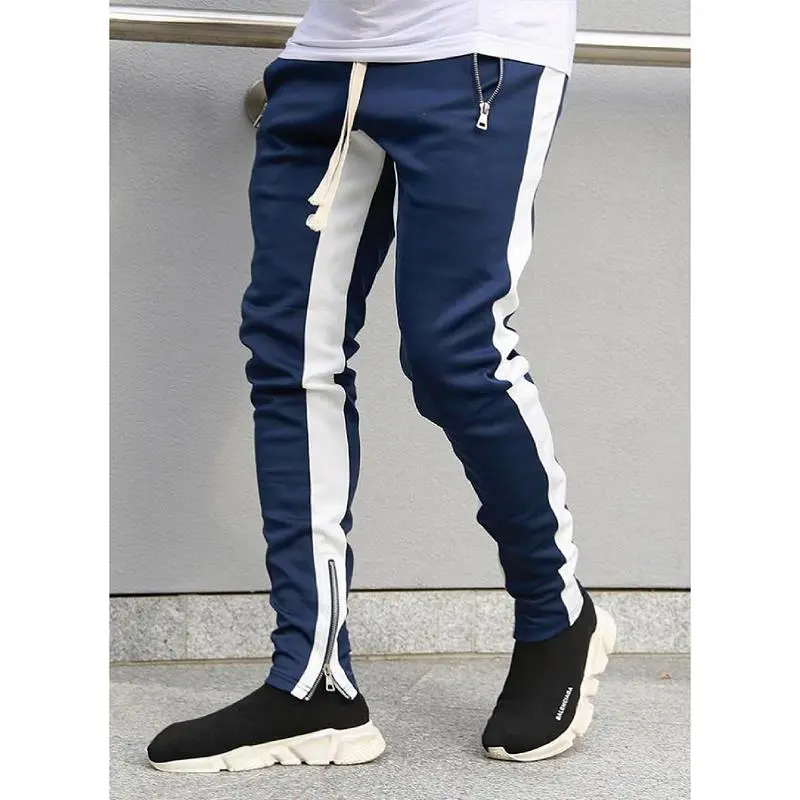 Men’ s Casual Trousers, High Waist Trousers Pencil Pants with Zipper Pockets