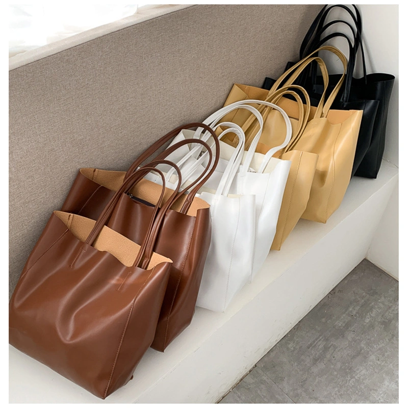 Women Leather Handbag Large / Small Solid Color Shoulder Bags