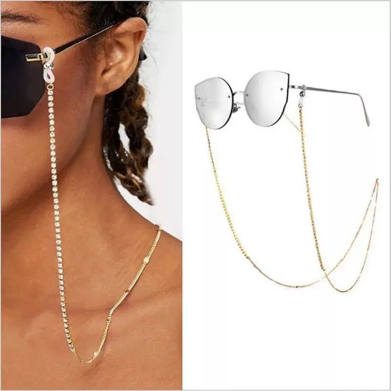Ladies Temperament Eyeglasses Chain, Rhinestone Decoration Mask Chain