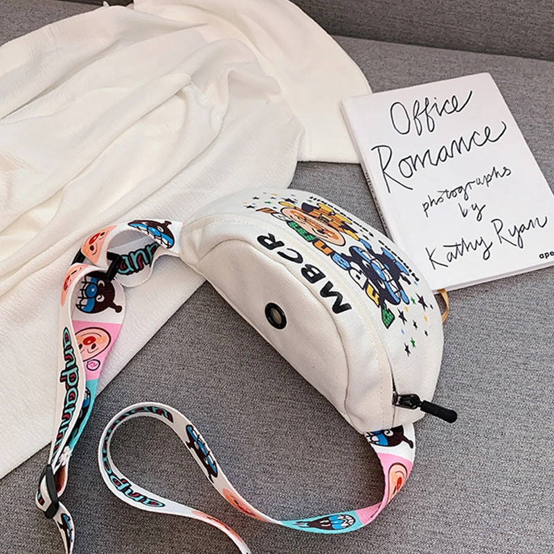 Cross-Body Bags, Canvas Pack, Cute Zipper Cartoon Shoulder Pockets