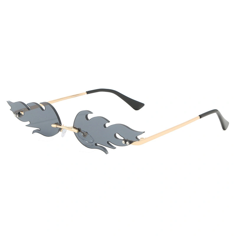 Women Fire Flame Sunglasses, Wave Rimless Sunglasses Party Favors