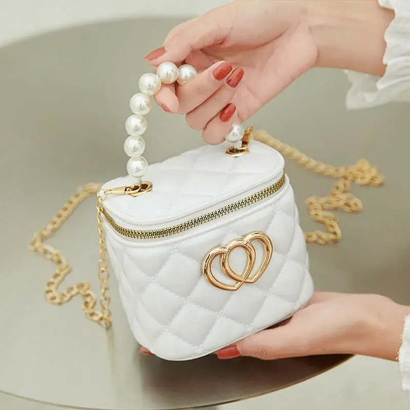 Ladies Chain Shoulder Bag, Mini Crossbody Messenger Bucket Bag