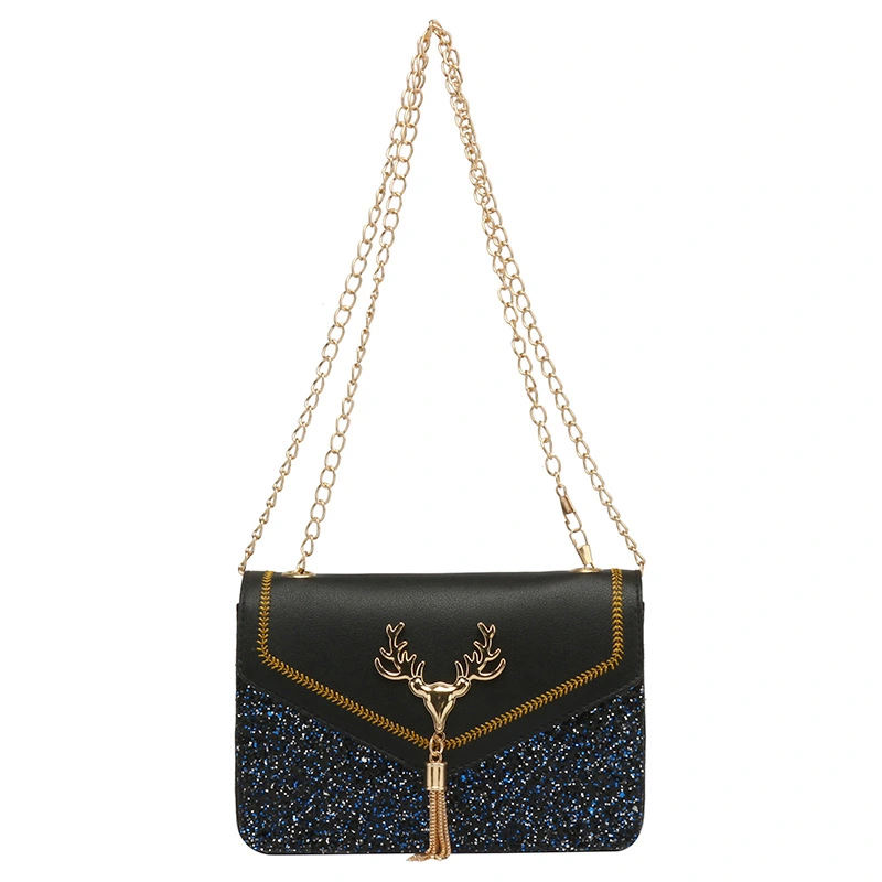 Ladies Sequins Square Shoulder Bag, Casual Chain Messenger Bag