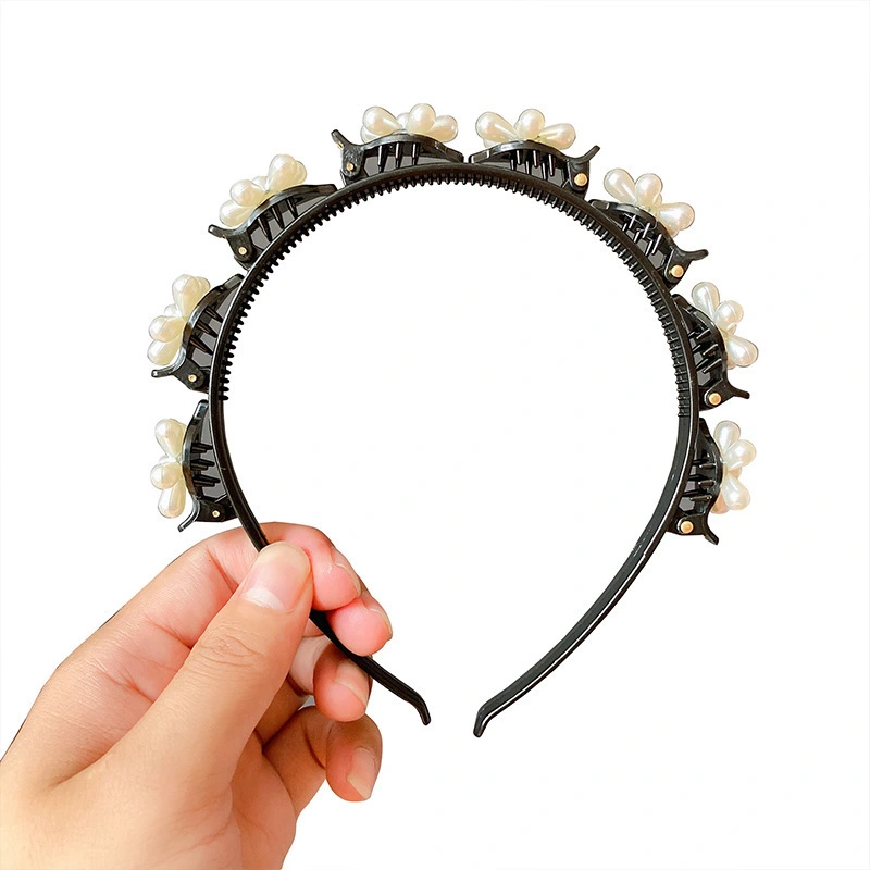 Women Crystal Headbands, Pearl Floral Rhinestone Hair Bands Hoops