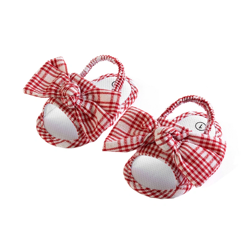 Baby Girls Princess Sandals, Plaid Bow Anti-Skid Soft Sole Shoes