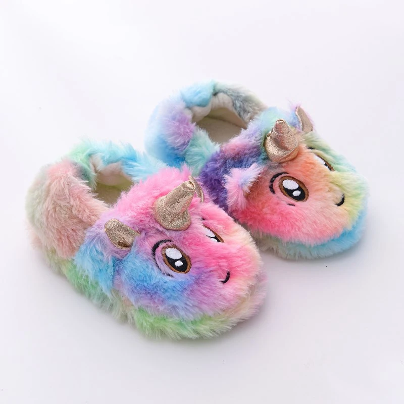 Girls Boys Slippers Cartoon Plush Warm House Shoes for Indoor