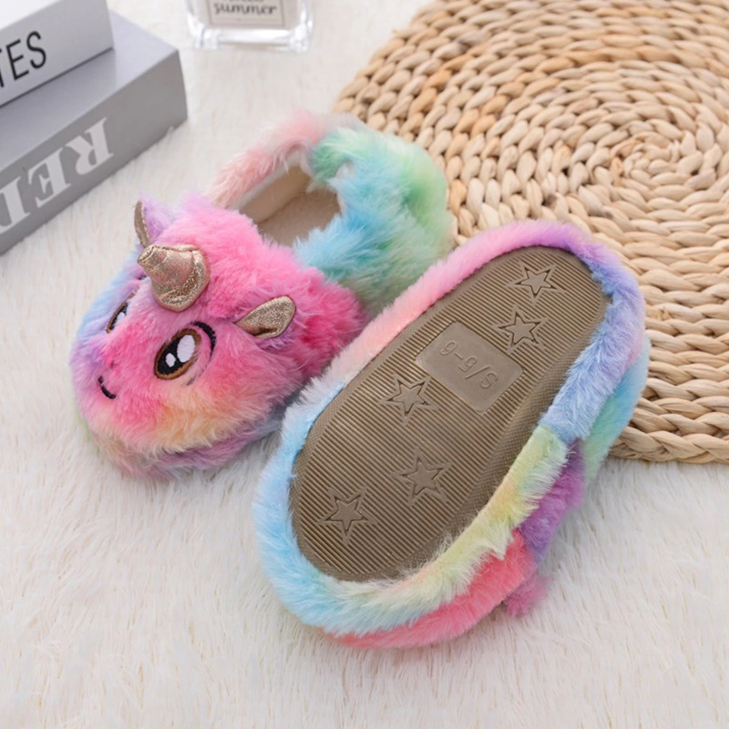 Girls Boys Slippers Cartoon Plush Warm House Shoes for Indoor