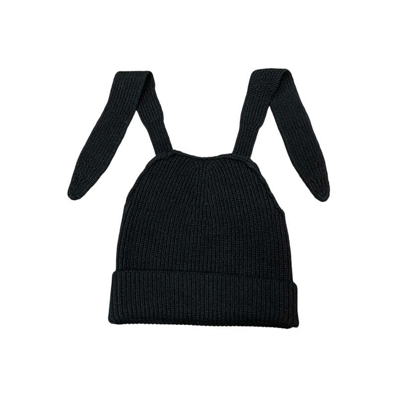 Women Men Knitted Hat, Soft Warm Cute Rabbit Ear Windproof Winter Cap