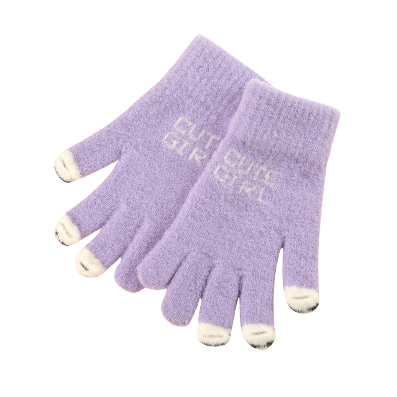 Kids Winter Warm Gloves Cute Letter Print Full Finger Snow Gloves 