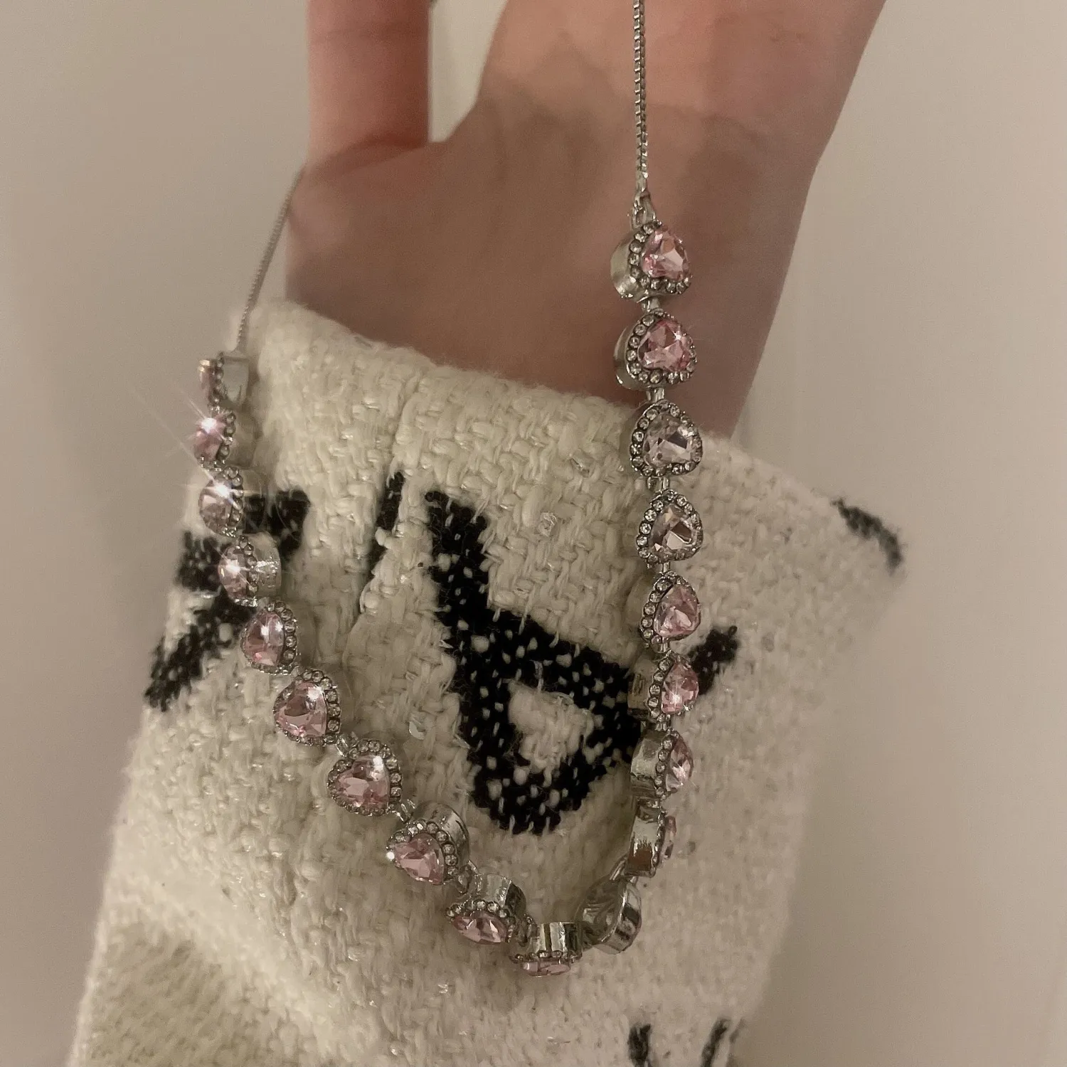 Rhinestone Heart Choker Necklace, Sparkle Crystal Pendant Barbie Necklace