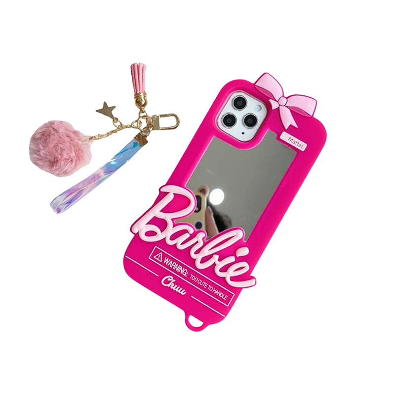 14Pro Max Barbie Case with Mirror, Letter Soft Shockproof Case